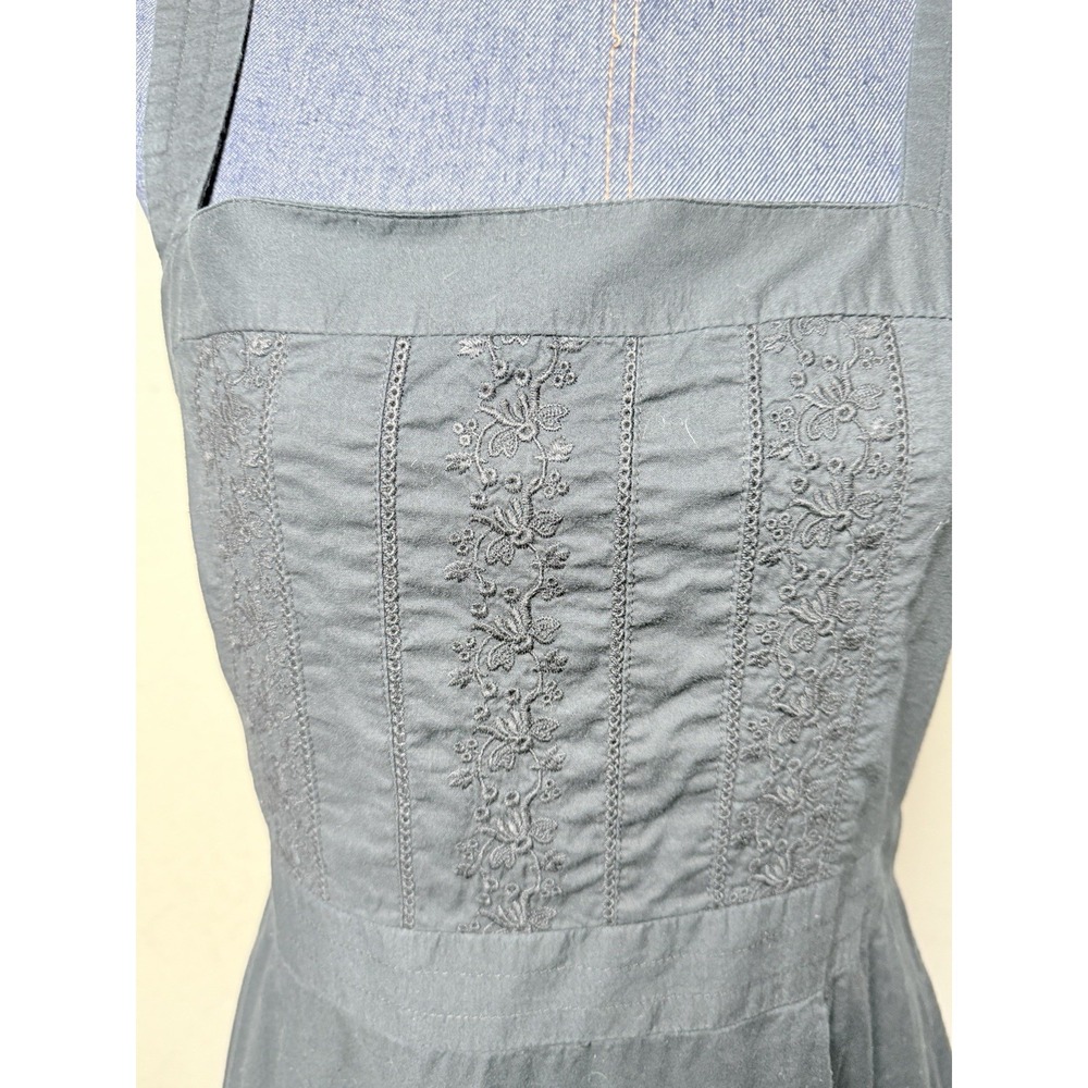 J. Crew Black midi dress size 12 embroidered cotton fit flare lined Sleeveless - Picture 5 of 11